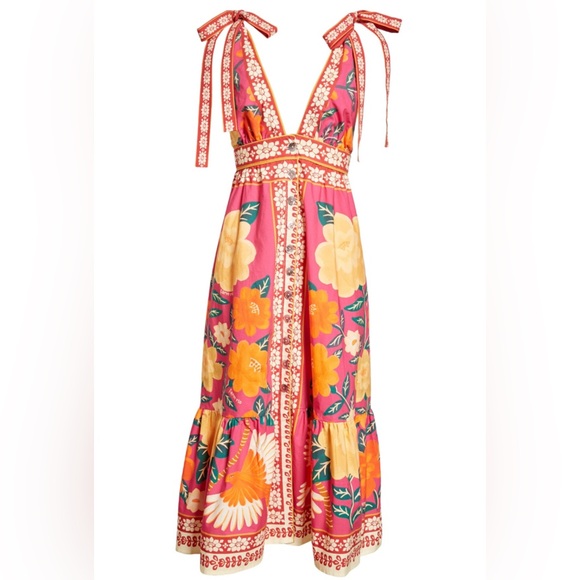 NWT FARM Rio Flower Tapestry Midi Dress in FLOWERS TAPESTRY PINK! - Picture 1 of 7